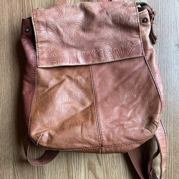 Embossed Leather Backpack - Picture 1 of 6